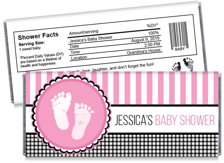 Sweet Baby Feet Girl Baby Shower Candy Bar Wrappers