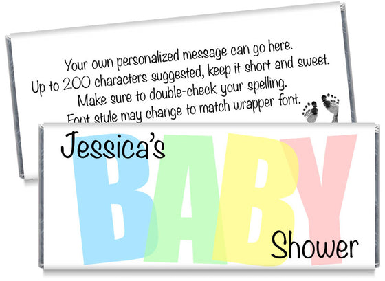 Pastel BABY Baby Shower Candy Bar Wrappers