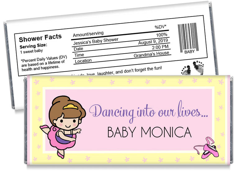 Baby Ballet Dancer Girl Baby Shower Candy Bar Wrappers