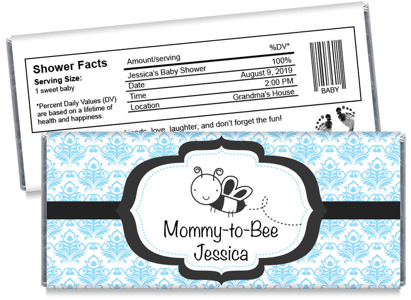 Mommy-to-Bee Boy Baby Shower Candy Bar Wrappers