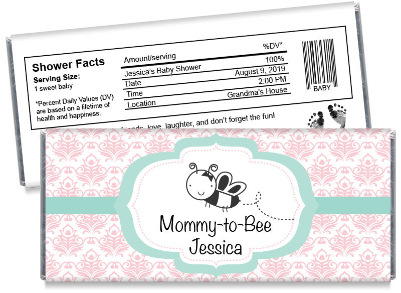 Mommy-to-Bee Girl Baby Shower Candy Bar Wrappers