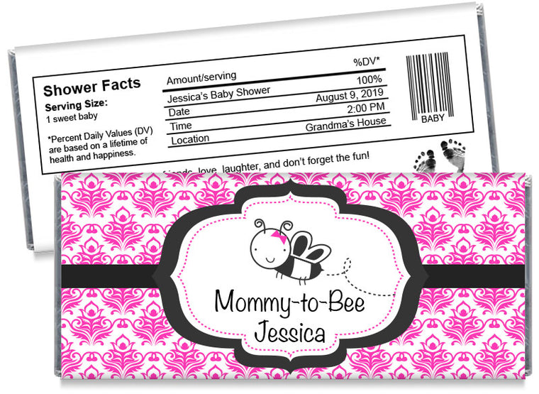 Mommy-to-Bee Girl Baby Shower Candy Bar Wrappers