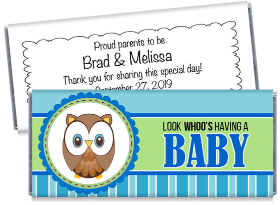 Look Whoo's Having a Baby Owl Boy Candy Bar Wrappers