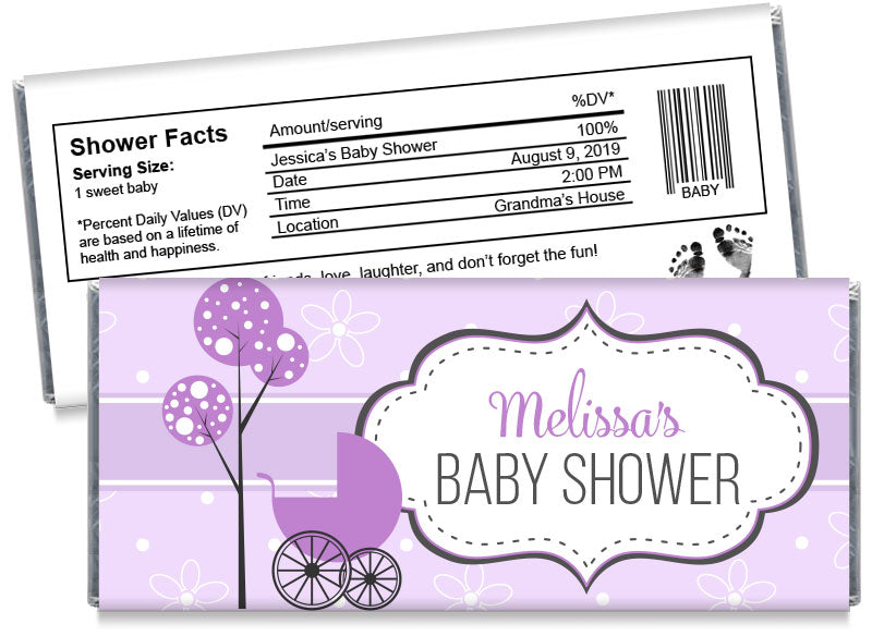 Baby Carriage Girl Baby Shower Candy Bar Wrappers