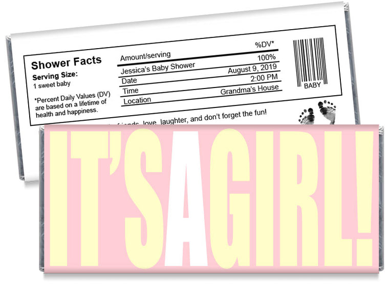 IT'S A GIRL! Baby Shower Candy Bar Wrappers