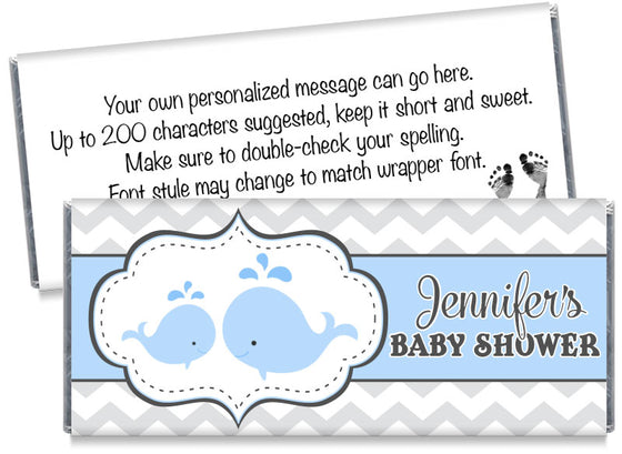 Whales Boy Baby Shower Candy Bar Wrappers