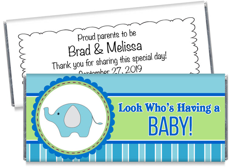 Look Who's Elephant Boy Baby Shower Candy Bar Wrappers