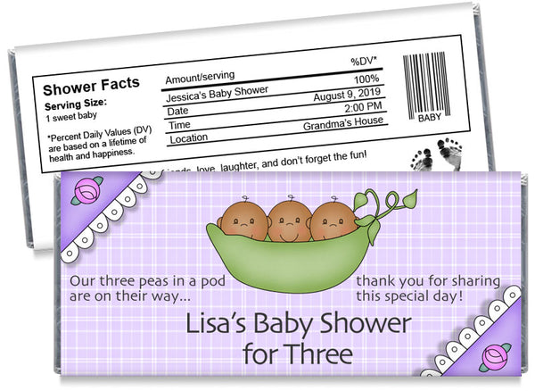 Sweetpea Triplets African American Baby Shower Candy Bar Wrappers ...