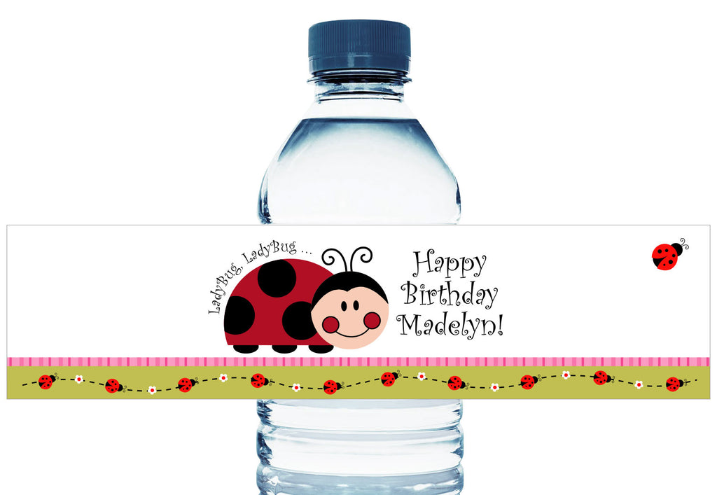 Ladybug Ladybug Girl Birthday Party Water Bottle Labels