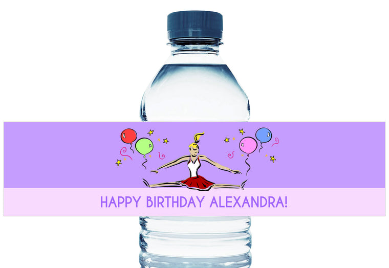 Cheerleader Party Girl Birthday Water Bottle Labels