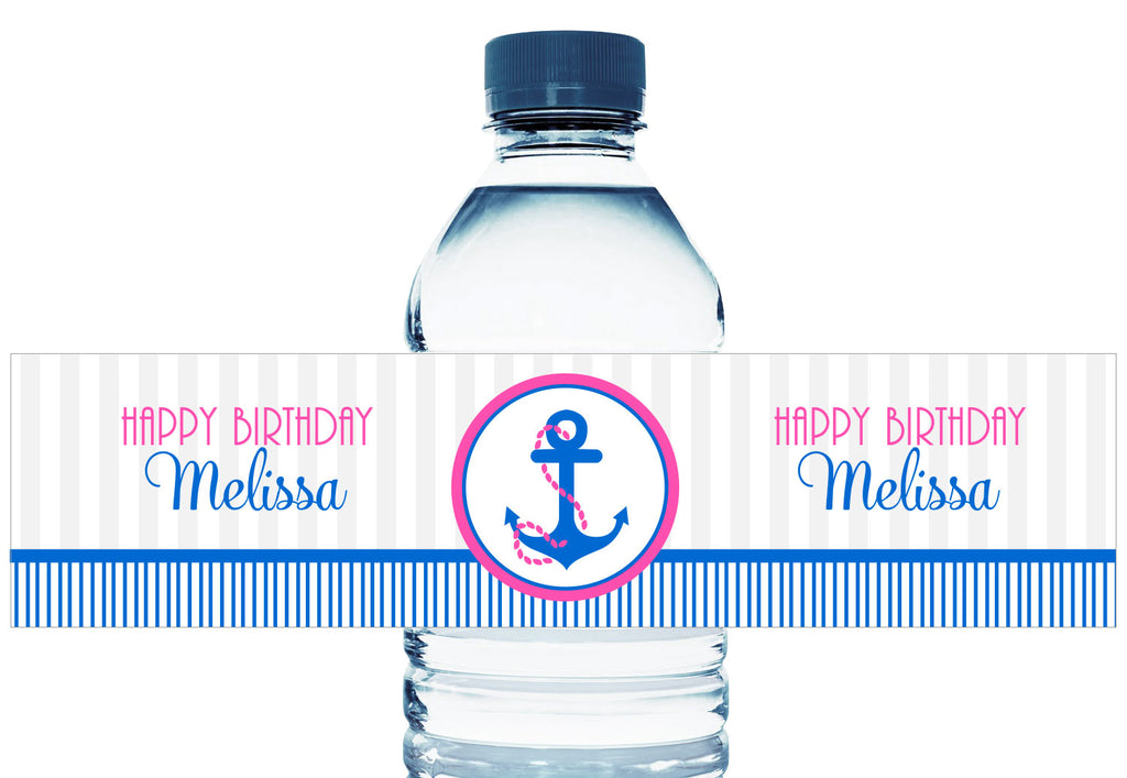 Nautical Girl Birthday Water Bottle Labels