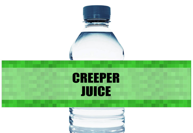 Creeper Juice Personalized Boy Birthday Water Bottle Labels