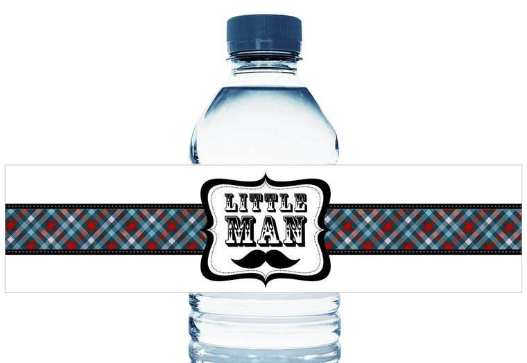 Little Man Personalized Boy Birthday Water Bottle Labels