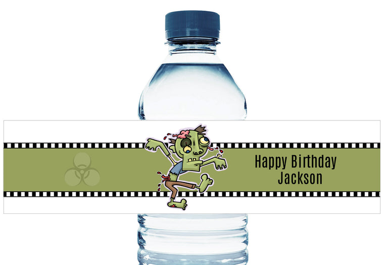 Walker Zombie Personalized Boy Birthday Water Bottle Labels