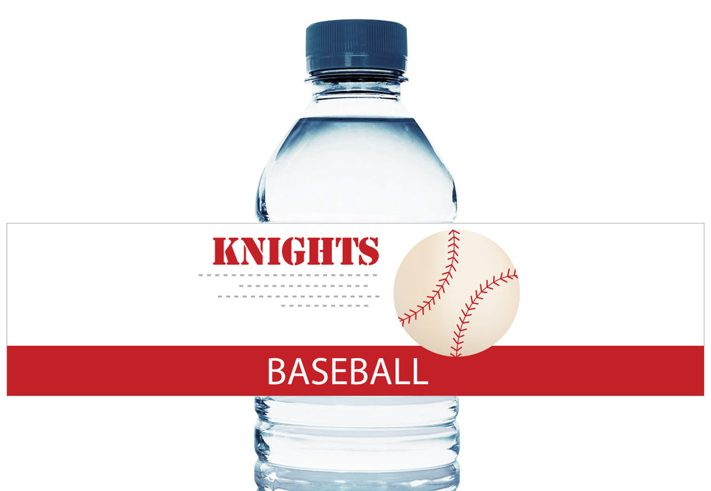 Team Baseball Personalized Boy Birthday Water Bottle Labels