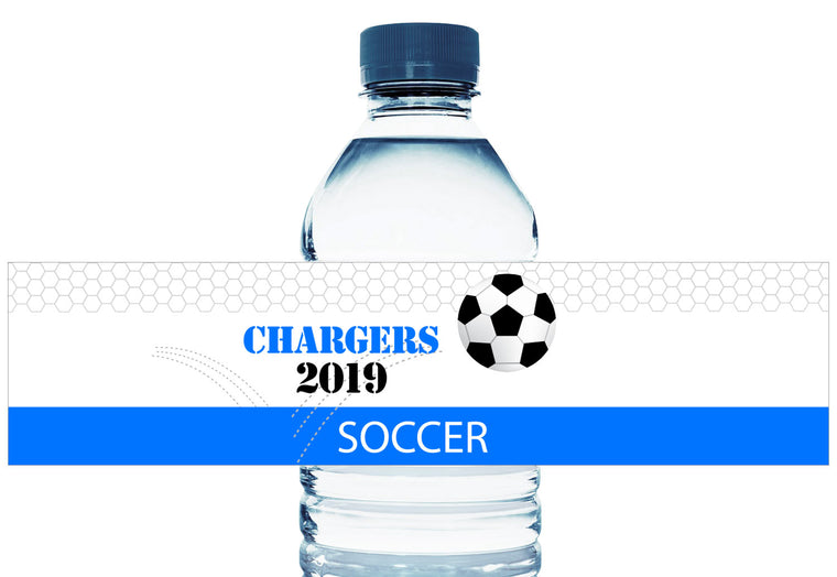Team Soccer Personalized Boy Birthday Water Bottle Labels