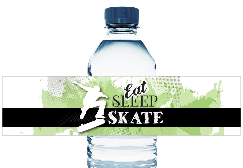 Eat Sleep Skate Personalized Boy Birthday Water Bottle Labels