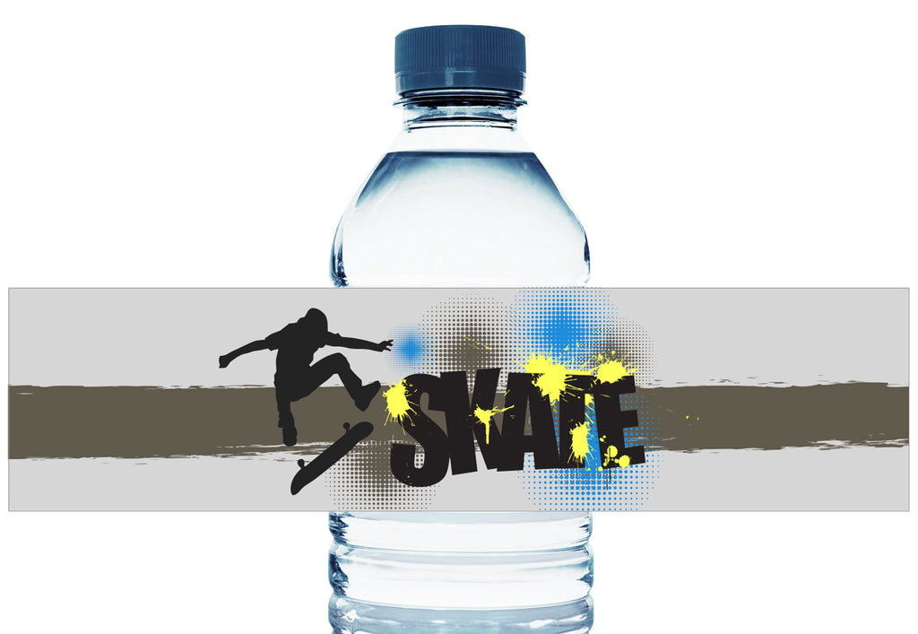 Skate Party Personalized Boy Birthday Water Bottle Labels