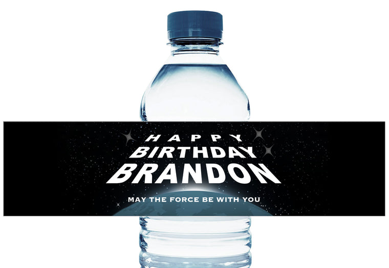 May the Force Be With You Personalized Boy Birthday Water Bottle Labels