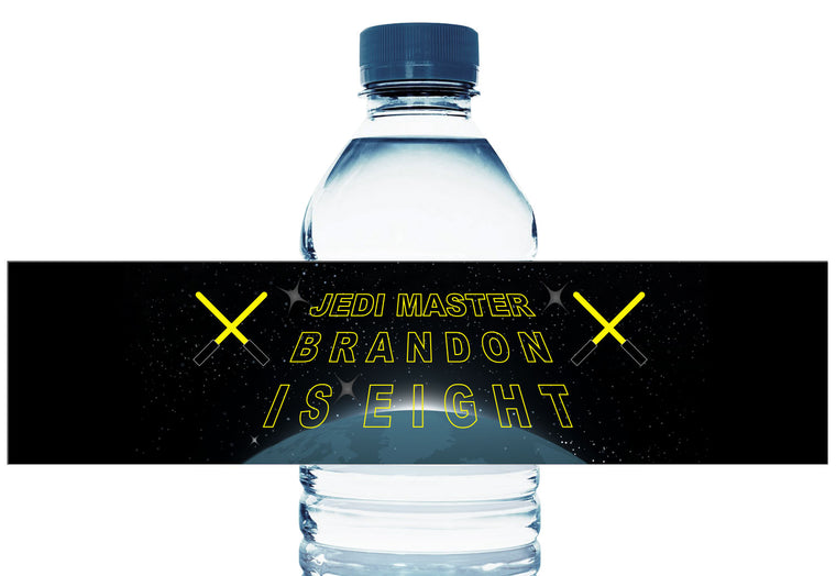 Jedi Master Life Saver Personalized Boy Birthday Water Bottle Labels