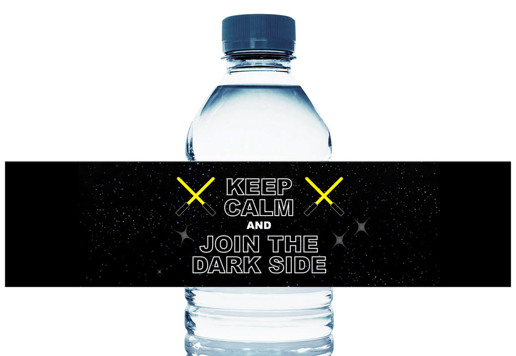 Join the Dark Side Personalized Boy Birthday Water Bottle Labels