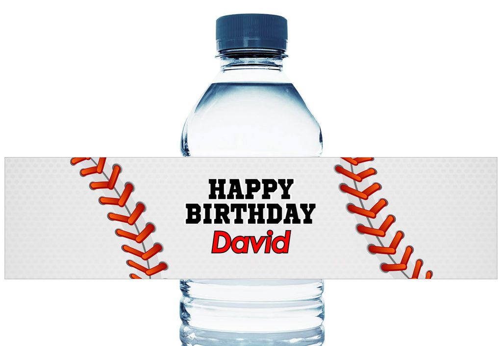 Large Baseball Personalized Boy Birthday Water Bottle Labels