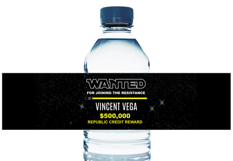 Wanted Resistance Personalized Boy Birthday Water Bottle Labels