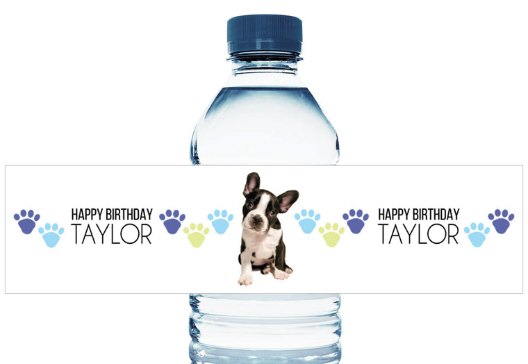 The Dog Boy Birthday Personalized Water Bottle Labels