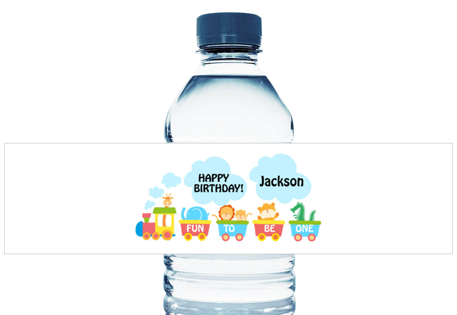 First Birthday Train Boy Birthday Personalized Water Bottle Labels 