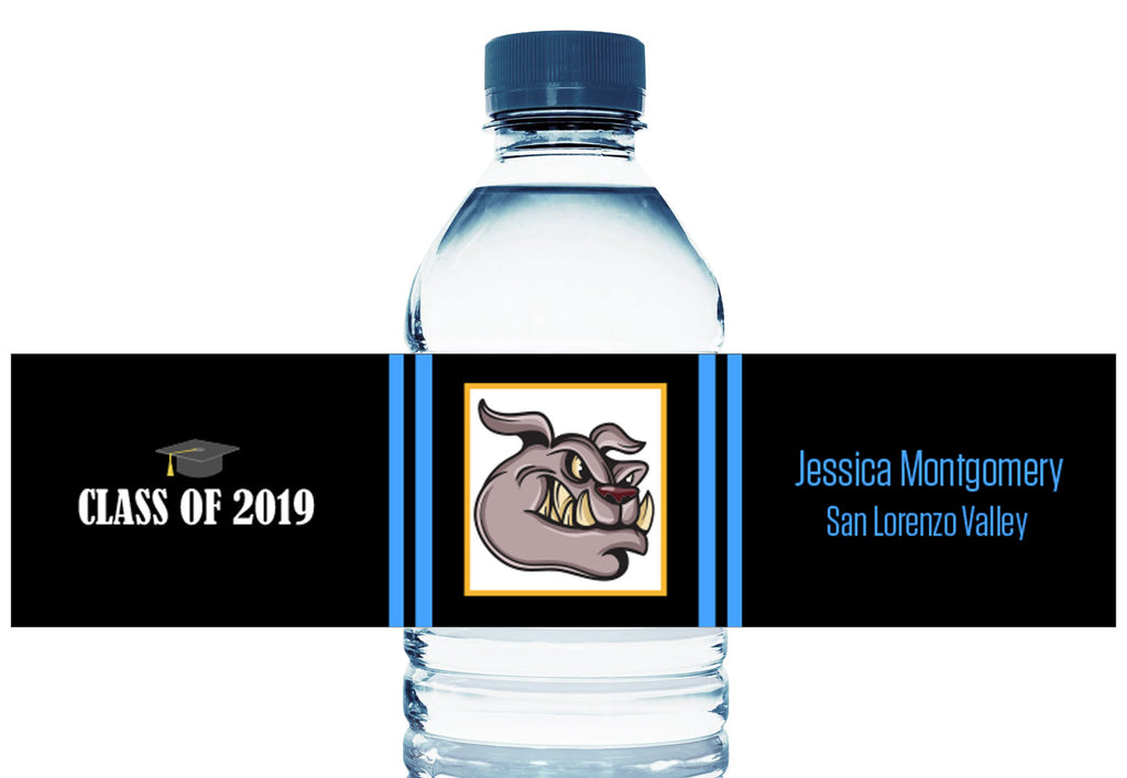 Bulldog or Your Class Mascot Personalized Graduation Water Bottle Labels