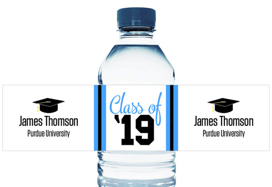 Class of '19 Personalized School Graduation Water Bottle Labels