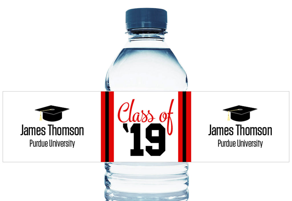 Class of '19 Personalized School Graduation Water Bottle Labels