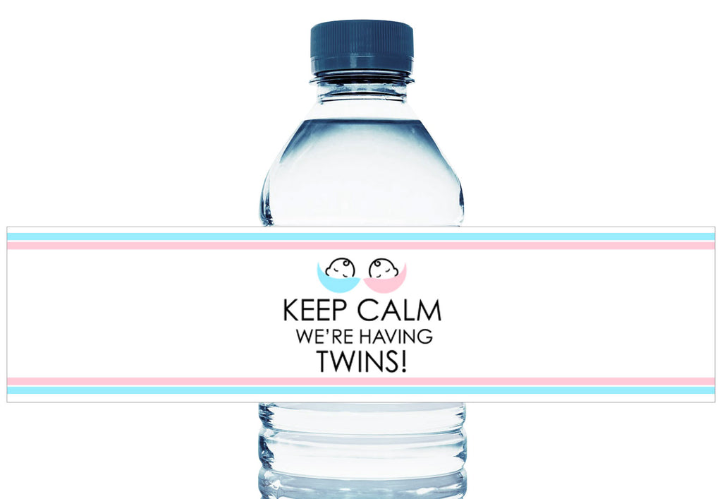 Keep Calm! We're Having Twins Water Bottle Labels