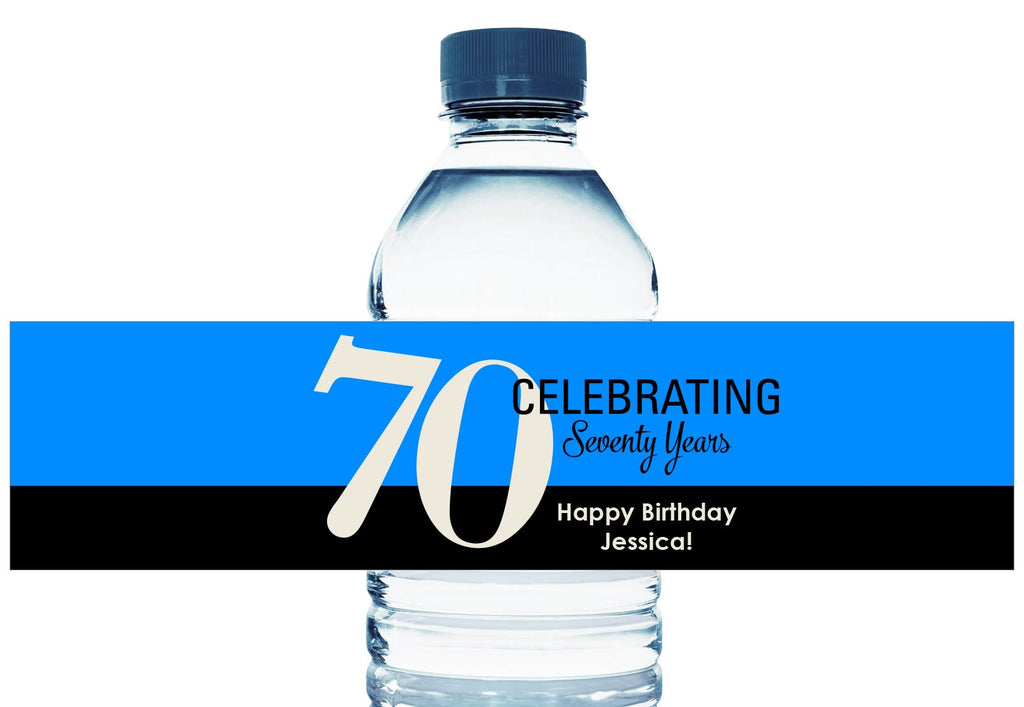 Celebrating 60, 70, 80, 90, any age, Personalized Birthday Water Bottle Labels