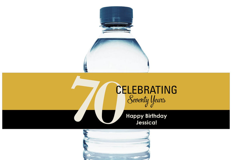 Celebrating 60, 70, 80, 90, any age, Personalized Birthday Water Bottle Labels