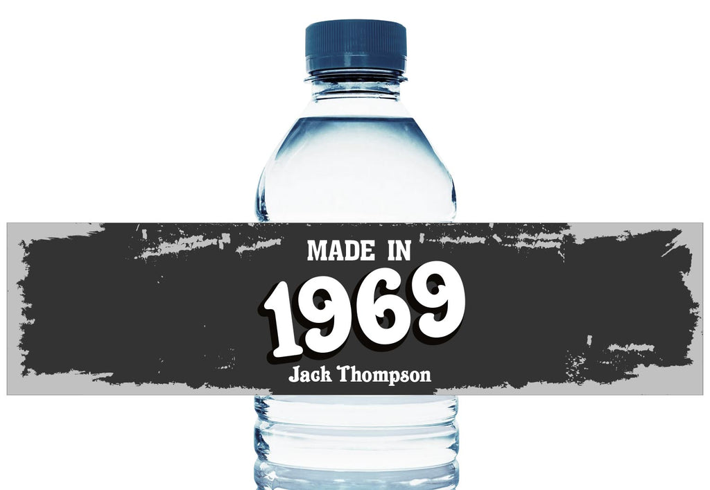Made In, any year, Personalized Birthday Water Bottle Labels