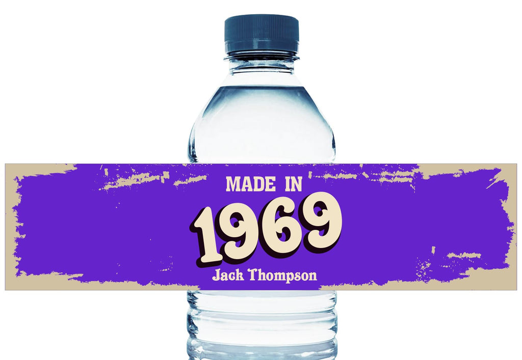 Made In, any year, Personalized Birthday Water Bottle Labels