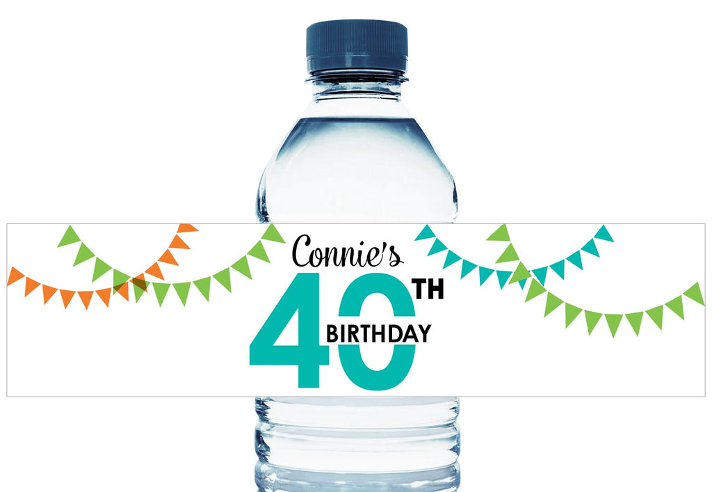 Banner Personalized Adult Birthday Water Bottle Labels