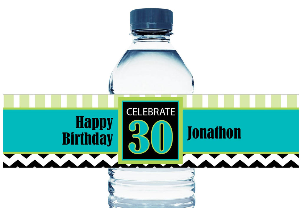 Celebrate 30, 40 50, any age, Personalized Adult Birthday Water Bottle Labels