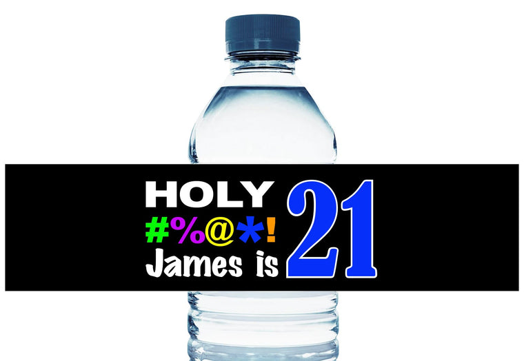 Holy Bleep Personalized Adult Birthday Water Bottle Labels