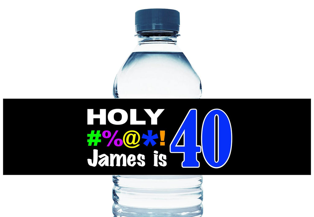 Holy Bleep Personalized Adult Birthday Water Bottle Labels