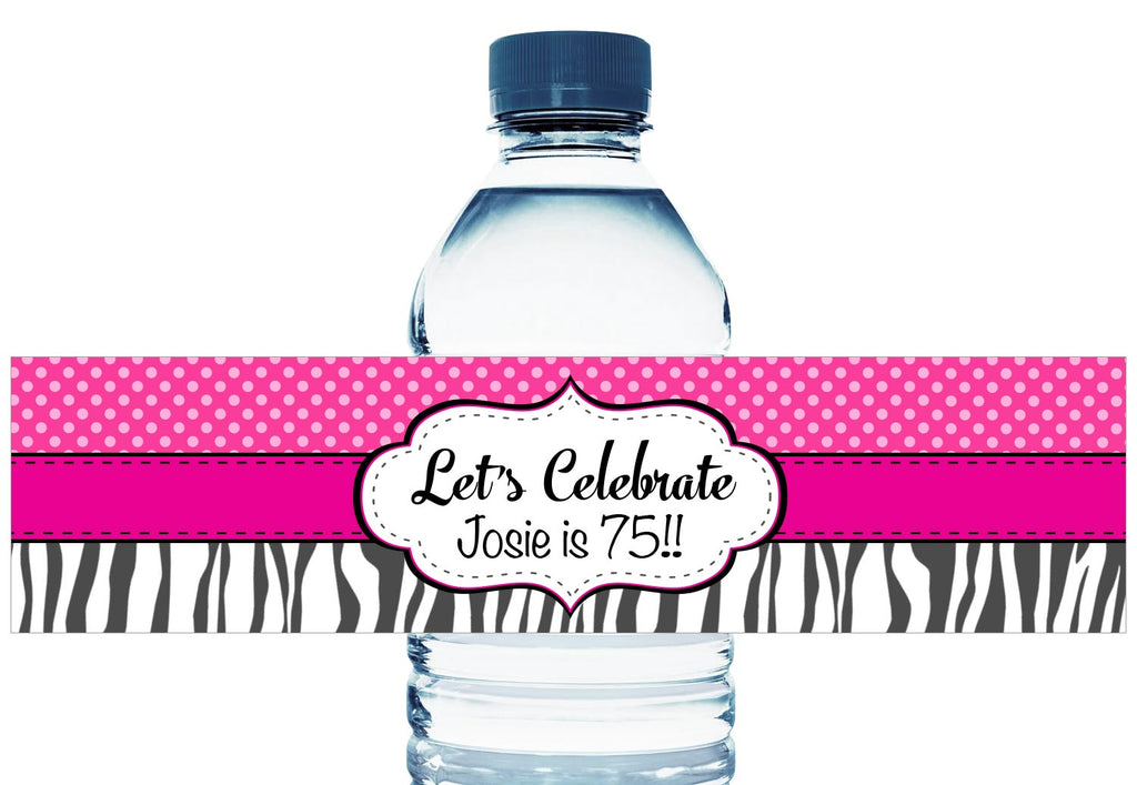 Let's Celebrate Personalized Adult Birthday Water Bottle Labels