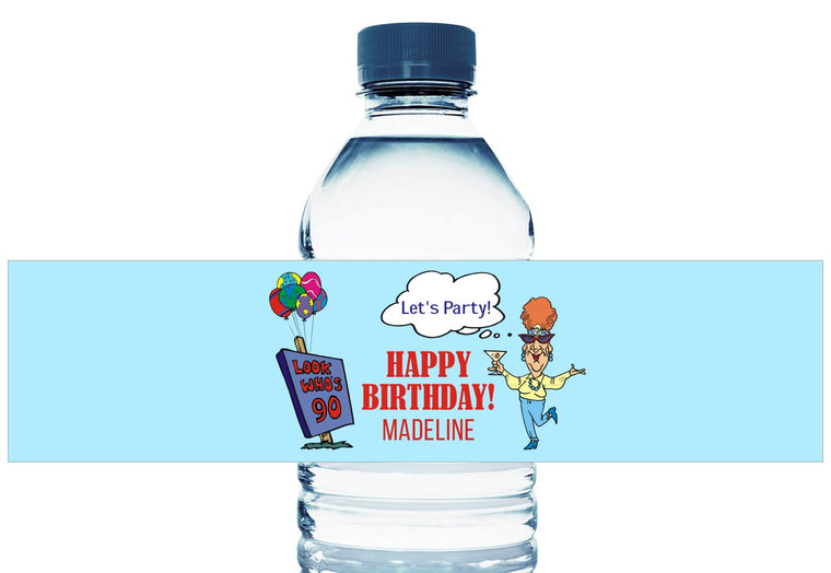 Old Lady Personalized Adult Birthday Water Bottle Labels