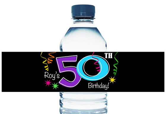 Confetti, any age, Personalized Adult Birthday Water Bottle Labels