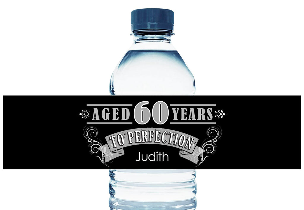Aged to Perfection Personalized Adult Birthday Water Bottle Labels