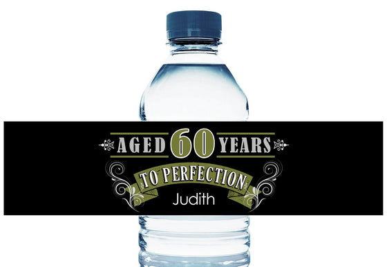 Aged to Perfection Personalized Adult Birthday Water Bottle Labels
