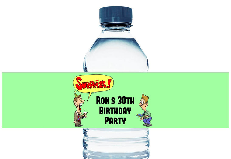 Surprize! Personalized Adult Birthday Water Bottle Labels