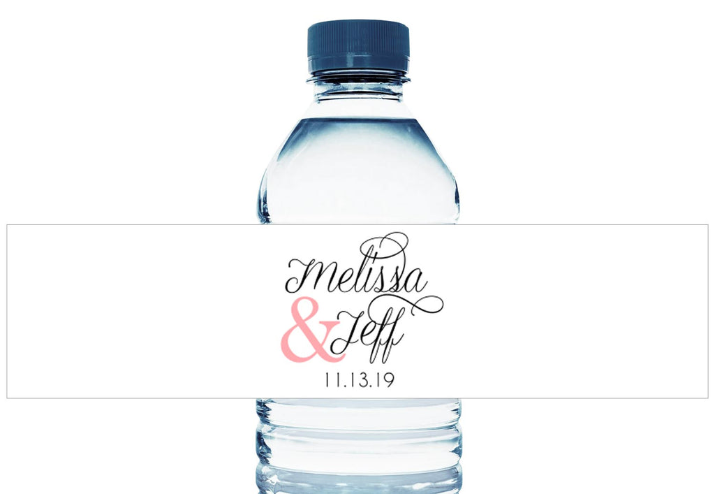 Script Personalized Wedding Water Bottle Labels