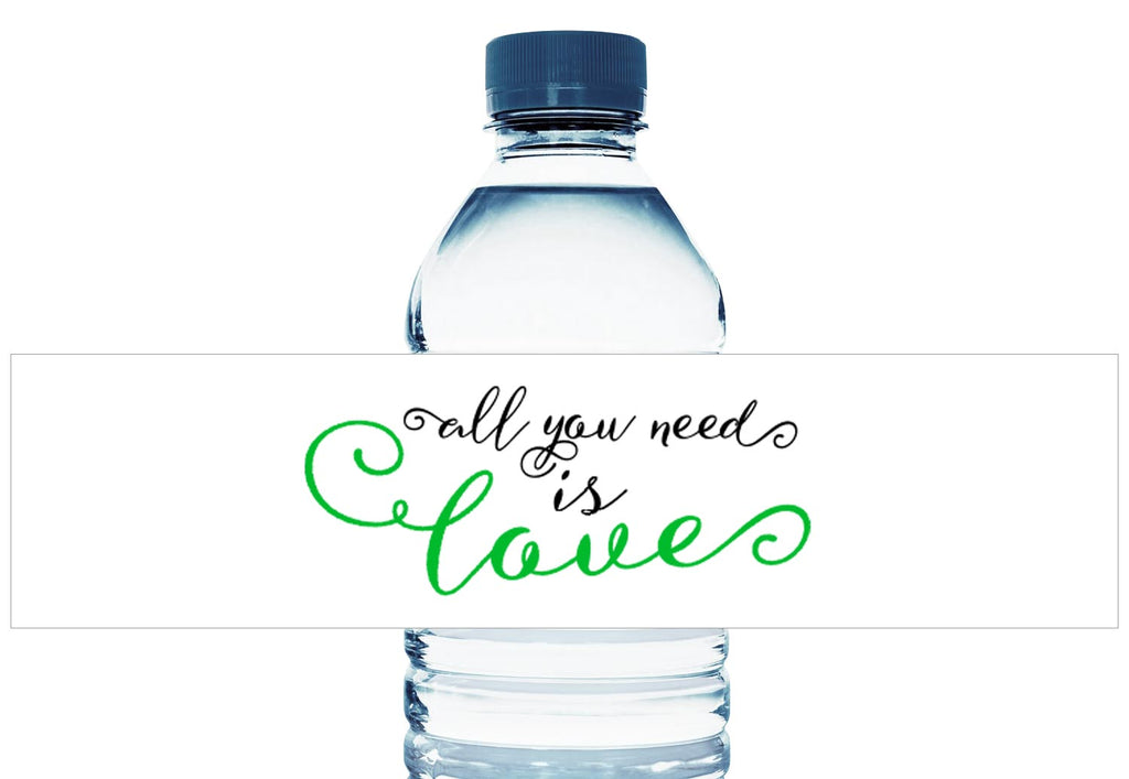 All You Need is Love Personalized Wedding Water Bottle Labels