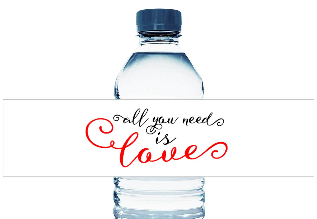 All You Need is Love Personalized Wedding Water Bottle Labels